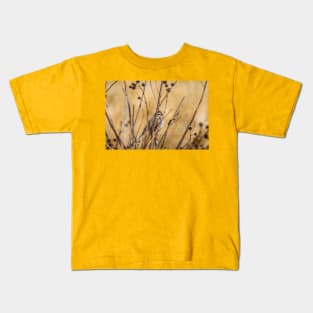 Sparrow Blending In With Its Winter Habitat Kids T-Shirt